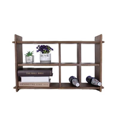 China Sustainable New Design Square Multifunctional Wall-Mounted Wine Cabinet Storage Wooden Pegboard Shelves for sale