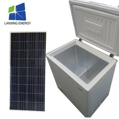 China 190L Single-temperature Double Doors 12v DC Freezer work with solar panel and battery for sale