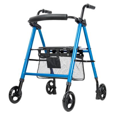 China Aluminum alloy simple design height-adjustable folding shopping walker shopping rollator with seat and built-in brake for sale