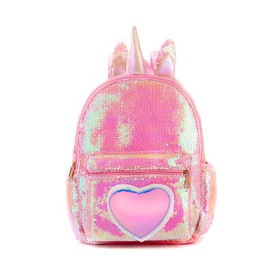 China The Other Glitter Unicorn Girl Backpacks Cartoon Cute Shiny Kids School Bag for sale