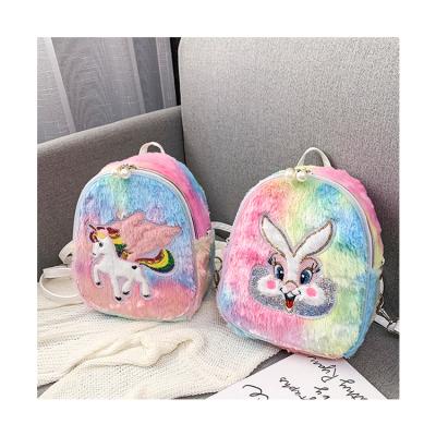 China Backpack 2021 autumn and winter mini 3D Unicorn School bag backpack cute plush for kids girls with lamp school bag for sale