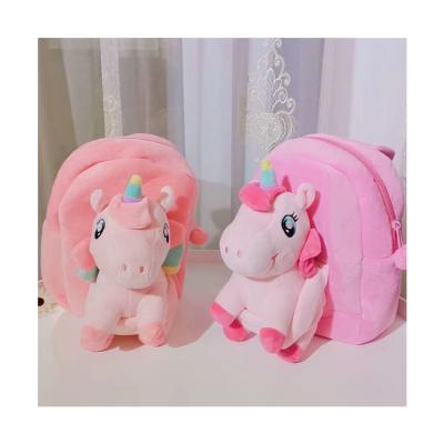 China The other Unicorn Backpacks Cute Fashion Fur Plush Girl Backpack 2021 Cartoon Gift Schoolbag for sale