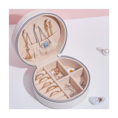 China Fashionable simple multi-functional necklace earring necklace travel small portable PU jewelry box for sale