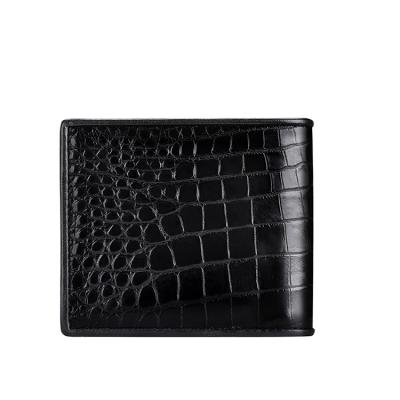 China High End Custom Men's Alligator RFID Crocodile Genuine Leather Wallet Short Thin Business Wallet for sale