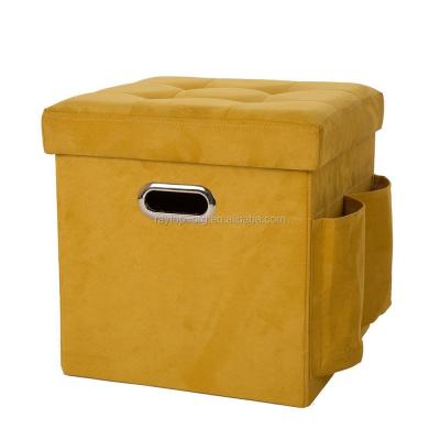 China Collapsible Collapsible Cube Storage Ottoman With Padded Seat for sale