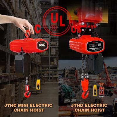 China JTHD Heavy Duty Industrial UL Certified Electric Chain Hoist Single Phase for sale