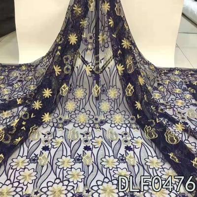 China Sustainable Beautiful Dress Lace Fabric Embroidery 3D Flower Embroidery Lace Fabric Wedding for sale