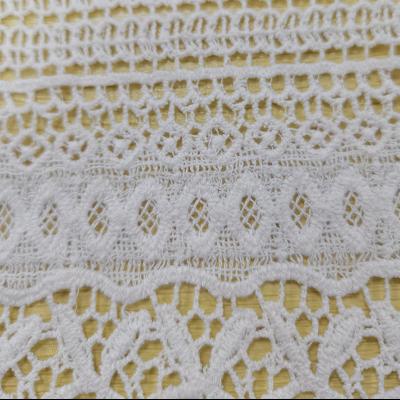 China New style cotton beige water soluble crochet fabric antique embroidery cotton lace fabric for wholesale for sale