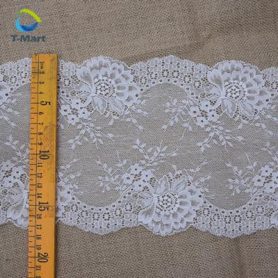 China Viable Lightweight Aqua Floral Stretch Lace Trim Bandeau Nylon Lace Bridal Bridal Border For Decoration for sale