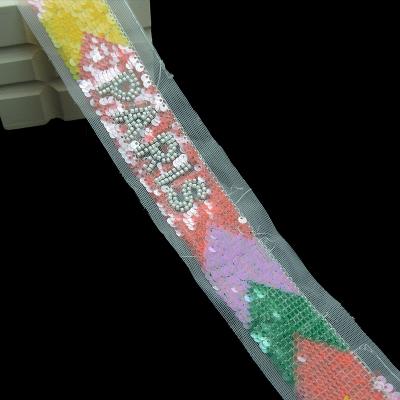 China New Fashion Polyester Sequined Lace Ribbon Shiny Trims Fabric Trim for sale