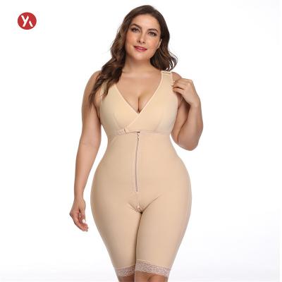 China Breathable Hot Seller Female Belly Slimming Gain Custom Logo Plus Size Shapewear Body Shaper Zipper Open Bust for sale