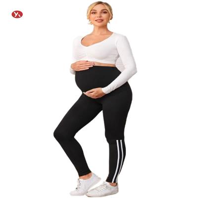 China New design breathable maternity activewear skinny leggings stripe side knit sports tracksuit high waist for sale