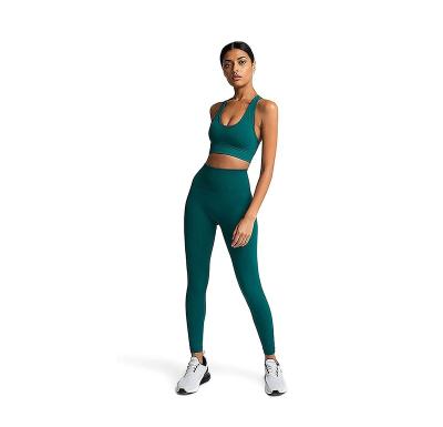 China 2022 Ladies Comfort Yoga Pants Leggings Womens Breathable 2 Piece Seamless Sports Bra Sets For Women for sale