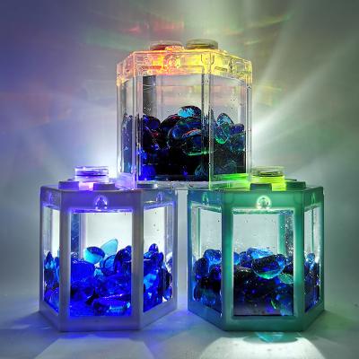 China Small Fish Tank LED Plastic Viable Creative Transparent Tabletop Lamp Mini Fish Tank Building Block Best Fish Tank Fish Tank for sale