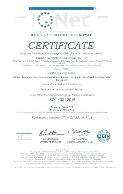 ISO14001 - Xiamen Worthfind Imp. & Exp. Co., Ltd.