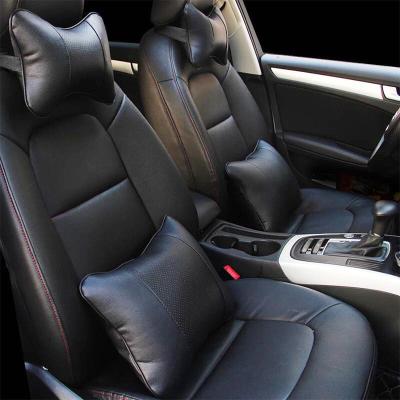 China Hot Selling Comforable Car Headrest And Neck Lumbar Support Pillow Leather Soft Pillows for sale