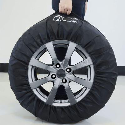 China Fit All Types 4Pcs Car Tire Spare Tire Cover Case Polyester Winter And Summer Car Tire Storage Bag Automobile Tire Accessories Vehicle Wheel Protector for sale