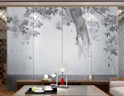 China Beautiful Chinese Modern High Quality Hand Painted Wall Background Living Room Decoration Decorative Wall Panels for sale