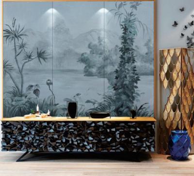 China Beautiful style natural luxury living room decoration wall panel background decorative hand-painted wall panels for sale