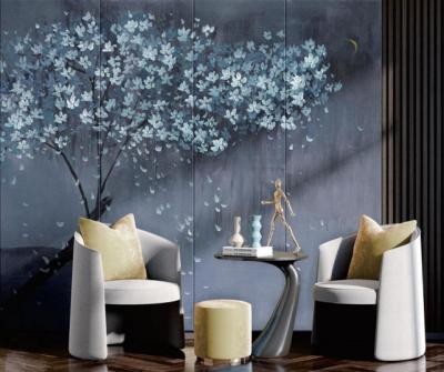 China Beautiful Decoration Living Room Dining Room Background Wall Art Waterproof Hand Painted Wall Panels High Quality for sale