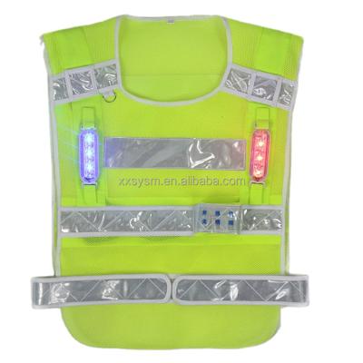 China High Visibility Water Proof LED Water Proof Traffic Police Snap Reflective Safety Vest Safety Warning Clothing With OEM Accept for sale