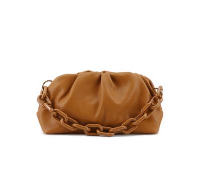 China Daily Life Fashionable Style Soft Vegan Pleated Leather Acrylic Cloud Shoulder Bag Clutches and Handbag for sale