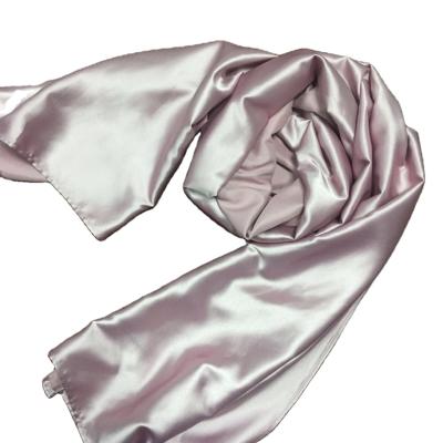 China Soft Pearl Feeling Polyester High Quality Satin Scarf Popular Plain Scarf for sale