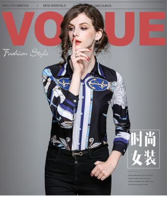 China Anti-pilling Casual Women A Line Party Shirt 2022 Ladies Button Decline Collar OL Style Shirt Spring Autumn Print Shirt African Clothing for sale