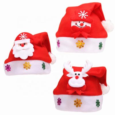 China Reuseable Christmas Decoration New Year Glowing Felt Kids Christmas Hats Santa Hats With Lights for sale