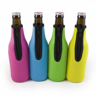 China Water Proof Custom Neoprene Beer Bag Sleeve Dye Sublimation Printed Waterproof Insulated Bottle Cover With Zipper for sale