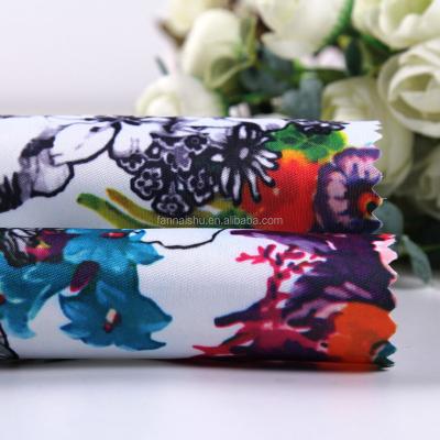 China Poly Love Satin 20D*150D Anti-Static Floral Printed Satin Fabric With White Background for sale