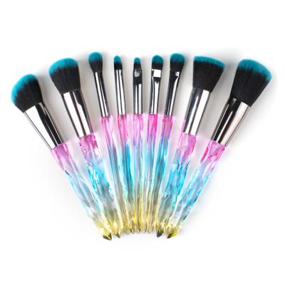 China Sytheric 10pcs Hair Pieces Crystal Makeup Brushes Transparent Diamond Makeup Set Brush for sale