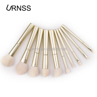 China Manufacturer New Arrival Private Label Makeup Brush Flat Brush 10pcs With Luxury Gold Color for sale