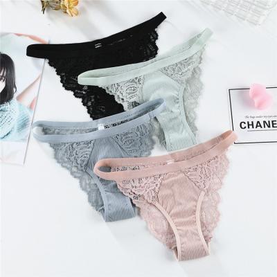 China Sexy Lace Underwear Ladies Breathable Panties Hollow Out Woman Briefs Mesh And Breathable Briefs for sale