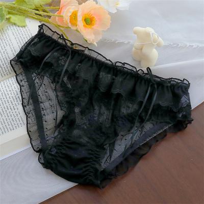 China Wholesale Breathable Triangle Sexy Panties Soft Lace Hollow Out Girl's Mid Rise Sexy Panties Panties for sale