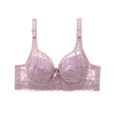 China Women's large size sexy bra women's bra women's lace gathering underwear mature sexy one-piece adjustment bra for sale