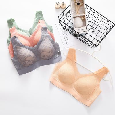 China Sexy lace cup surface slim and transparent comfortable zero contact latex sports underwear 3D drop bra water drop one-piece cup for sale