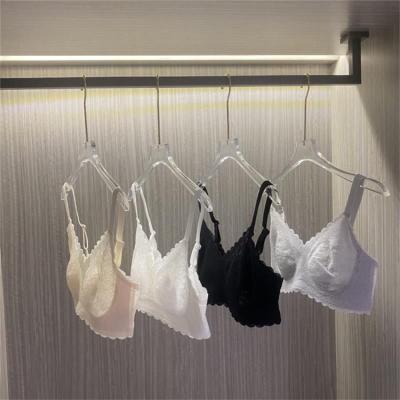 China Viable Wholesale Thin Lace No Underwire Bra Set Lady Underwear Seamless Bra Gathering Adjustment Traceless Bra for sale