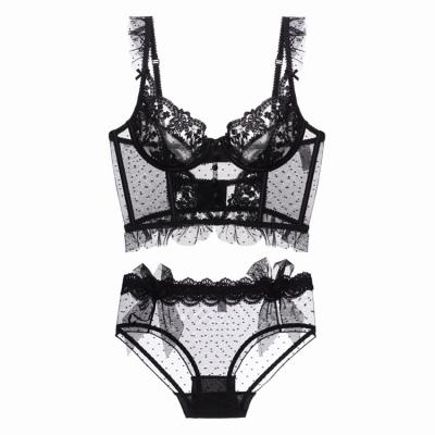 China Beautiful sexy transparent ladies pump hollow ladies bra lace gathering women's underwear for sale