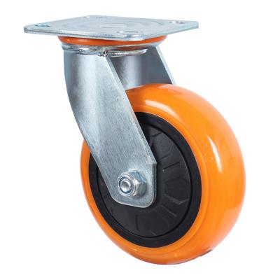 중국 Yellow PIVOT 150mm PU Swivel Caster 6 Inch Fixed Caster Industrial Wheel 판매용