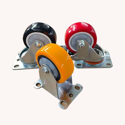 China 4 Inch PU Swivel Supplier Polyurethane Flat Caster Freewheel With High Strength Brake for sale