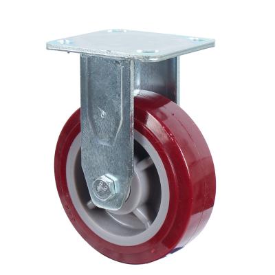 China Rigid Trolley Wheel PU Polyurethane Heavy Duty Industrial Fixed Caster Wheels Purple 5*2 Inch for sale