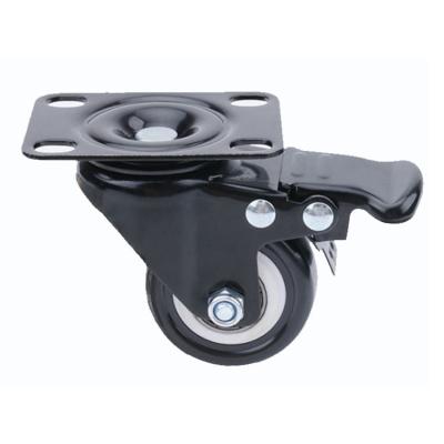 China Other 2 Inch Light Duty Swivel Caster Wheels With Brake PVC Office Chair Furniture Caster 22mm for sale