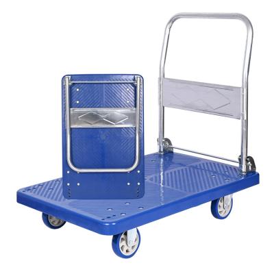 China Durable 90*60mm Plastic Blue Folding Load 350kg Hand Carts Carts For Material Handling Equipment for sale