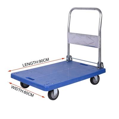 China Durable Wholesale 300kg Loading Industrial Storage Foldable Plastic Hand Carts Heavy Duty Te koop