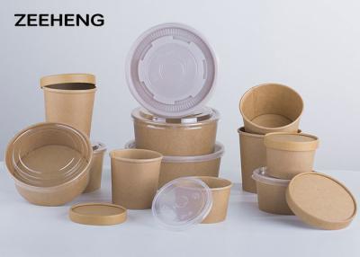 China 250ml 400ml 500ml Microwave Kraft Paper Bowls Single PE Coating Food Grade for sale