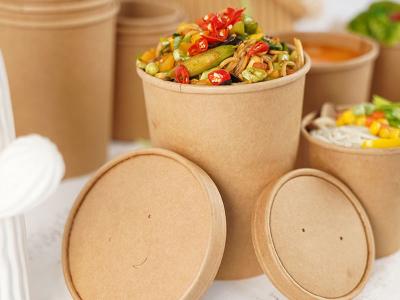 Chine bols de soupe de papier jetables libres en plastique à PLA 480ml avec des couvercles à vendre