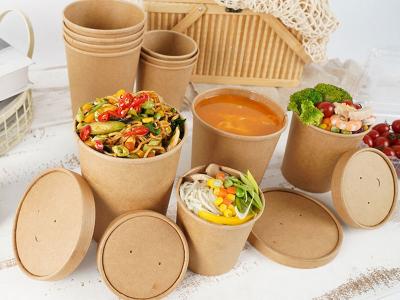 China 26oz 780ml Bamboo Pulp Paper Soup Bowls With Lids for sale