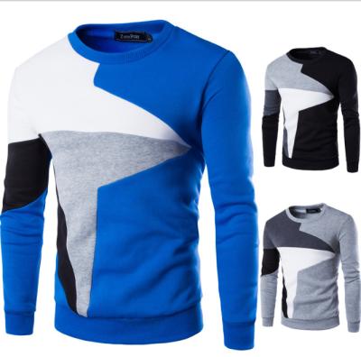 China 2021 new Anti-wrinkle men's casual sweater fashion stitching round neck pullover long-sleeved sweatshirt for sale