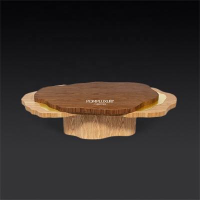 China Italian light luxury home coffee table walnut skin base natural carbon steel base convertible home using end table for sale